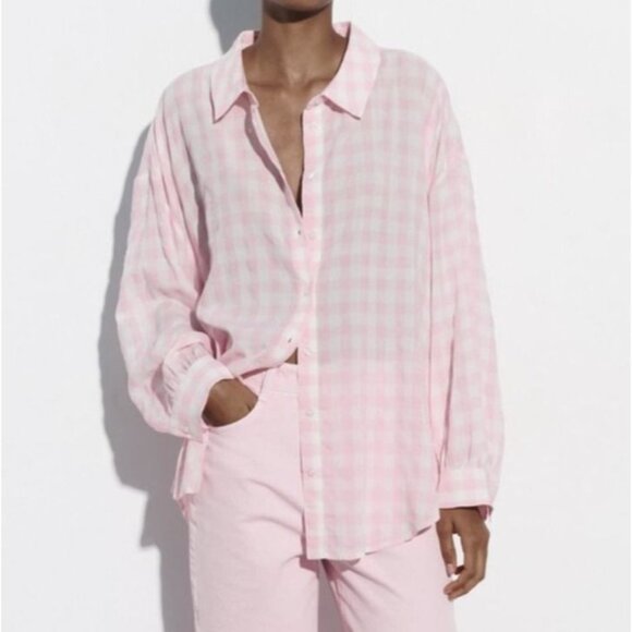Zara Plaid Oversized Shirt - Picture 3 of 8